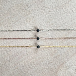 Black Tourmaline Necklace | Rose Gold | Gold | Silver | Dainty Necklace | Layering Necklace | Gemstone Necklace | Bead Necklace
