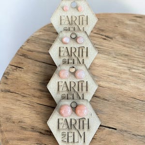 Peach Moonstone Round Gemstone Stud Earrings | 6mm 8mm 10mm | Authentic Crystal Jewelry