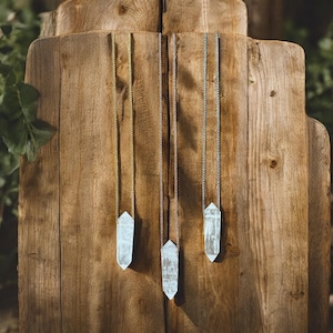 Quartz Point Necklace | Crystal Gemstone Tower Pendant | Double Terminated Crystal | Clear Quartz Jewelry