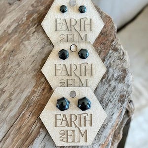 Black Onyx Hexagon Studs | Black Onyx Hexagon Cut Earrings  | Gemstone Earrings | Hexagon Shape Studs