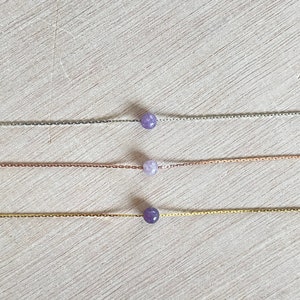 Lepidolite Necklace | Rose Gold | Gold | Silver | Dainty Necklace | Layering Necklace | Gemstone Necklace | Bead Necklace