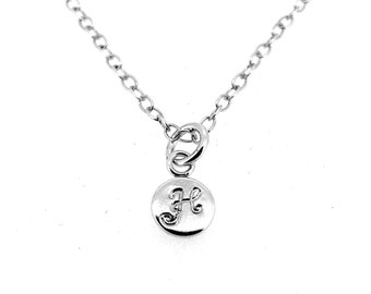 Sterling Argent 0.925 Initiale Lettre C Tiny Round Disc collier pendentif charme