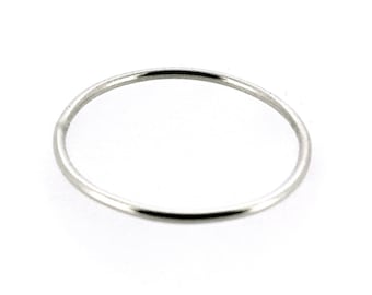 1mm Sterling Silver Skinny Round band Stacking Ring Polished Finish UK Size