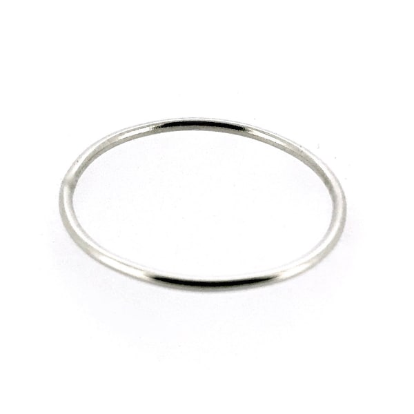 1mm Sterling Silver Skinny Round band Stacking Ring Polished Finish UK Size