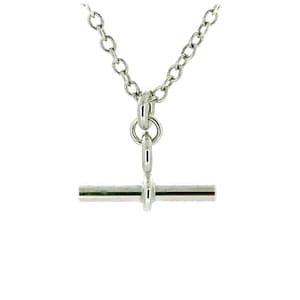 T Bar Necklace Sterling Silver Chain 2cm Albert Pendant