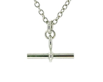 T Bar Necklace Sterling Silver Chain 2cm Albert Pendant