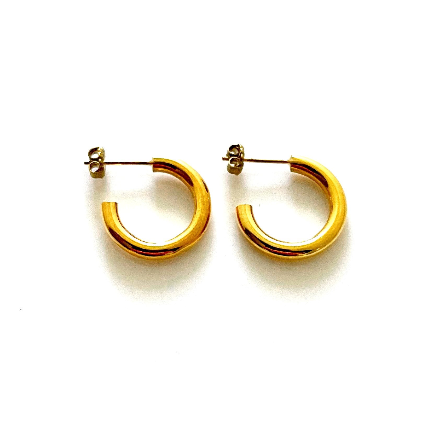 Boucles D'oreilles Créoles Plaqué Or 18 Carats - Largeur 3 Mm - Marque Tata Gisele - Neuf Avec étiquettes