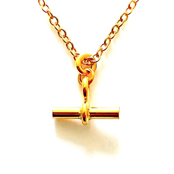 Collier barre en T plaqué or 18 carats Pendentif Albert Élégance