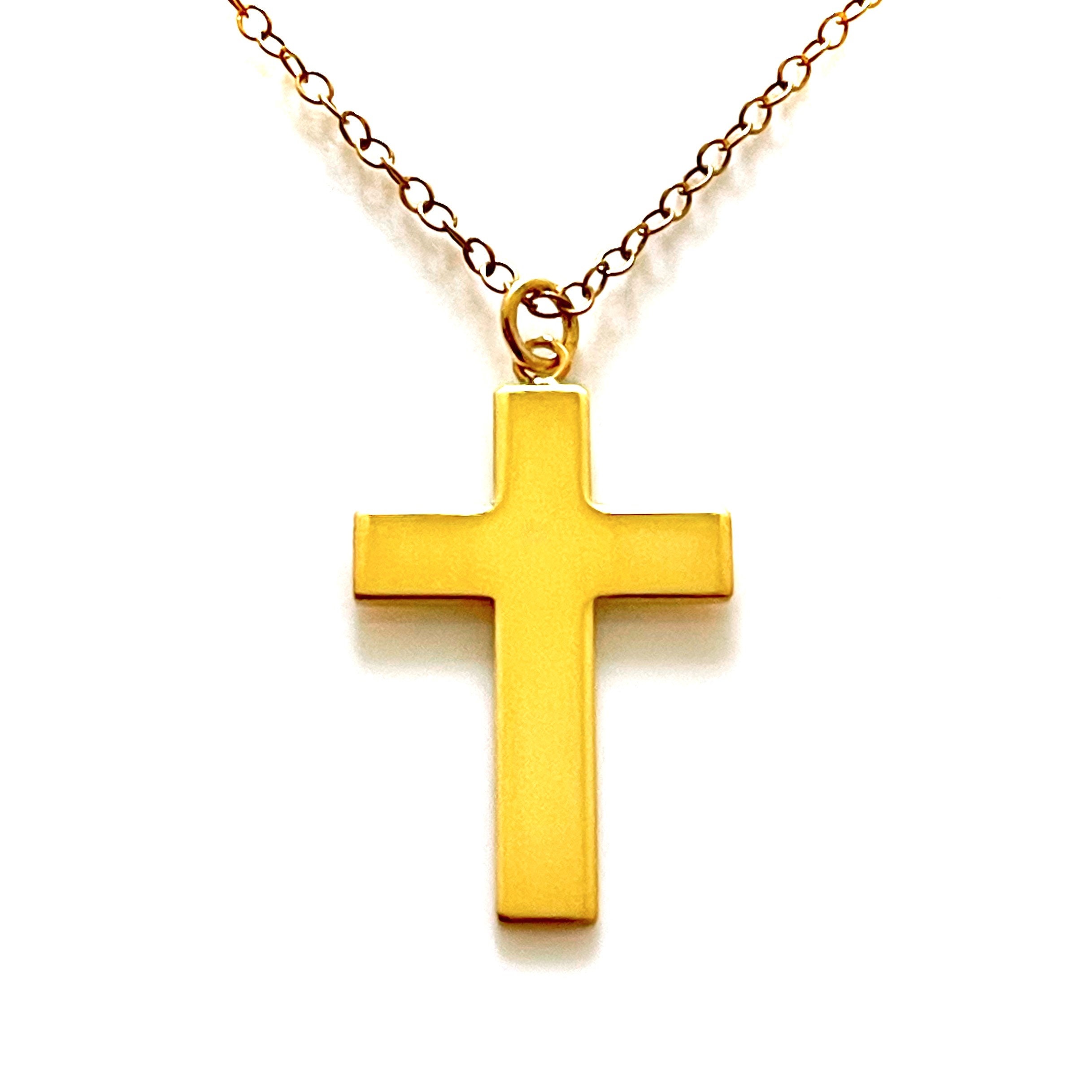 Collana A Croce In Argento 925 Per Donna – Placcata Oro 18 Carati – Gioiello Elegante E Semplice – Medium