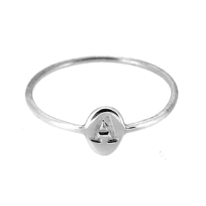 Sterling Silver Signet Ring 6mm Oval Letter A Typewriter Initial