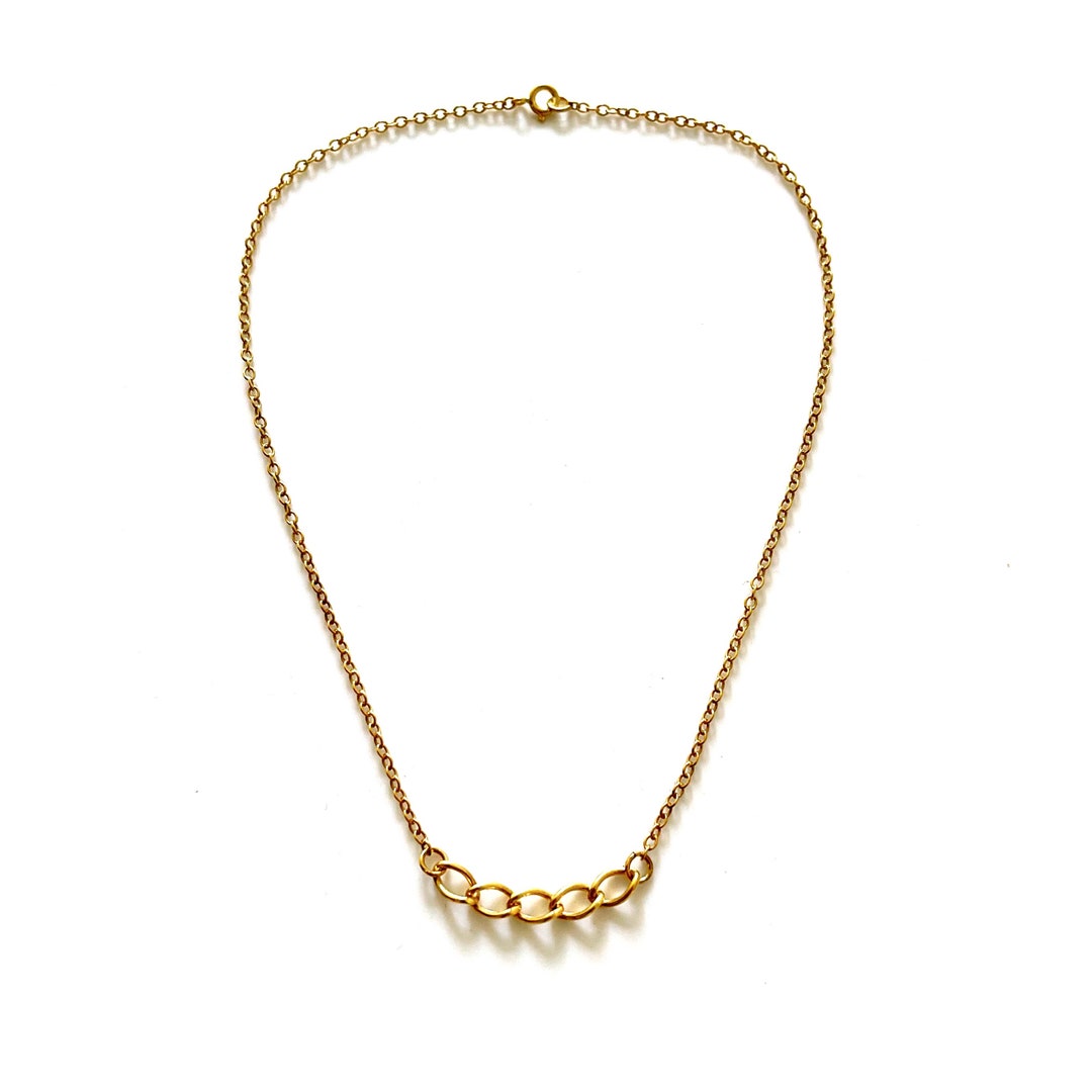 18ct Gold Plated Mixed Chain Necklace With Curb Chain Pendant Etsy