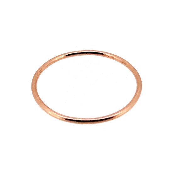 1mm Solid 9ct White Gold Ring Slim Round Wedding Band or Skinny Stacking
