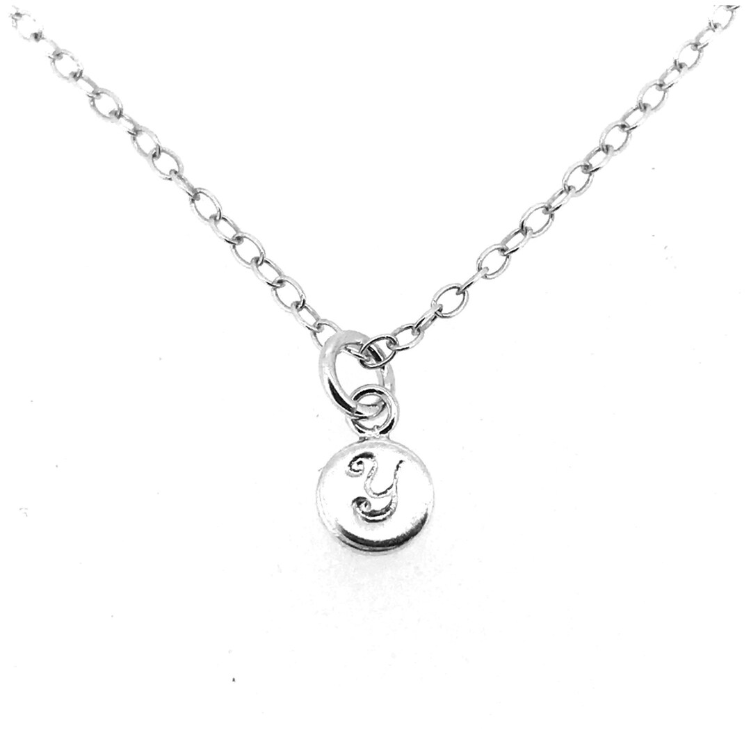 Initial Y Necklace Tiny 6mm Personalised Letter Disc Pendant Etsy New