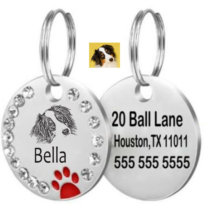 SSC Personalized Pet Portrait Tag Custom Dog Portrait Tag Cat Portrait Tag Cat Collar Tag Cat ID Tag Dog ID Tag Dog Name Tag L1
