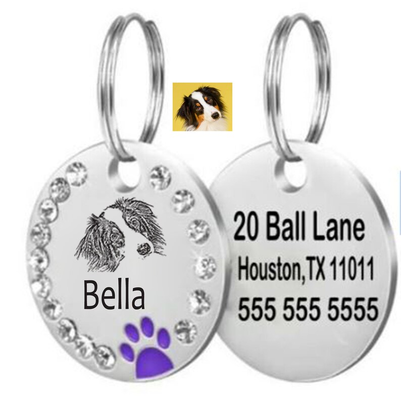 SSC Personalized Pet Portrait Tag Custom Dog Portrait Tag Cat Portrait Tag Cat Collar Tag Cat ID Tag Dog ID Tag Dog Name Tag L1