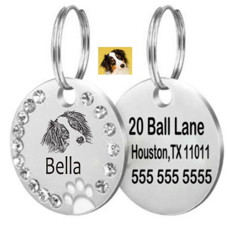SSC Personalized Pet Portrait Tag Custom Dog Portrait Tag Cat Portrait Tag Cat Collar Tag Cat ID Tag Dog ID Tag Dog Name Tag L1