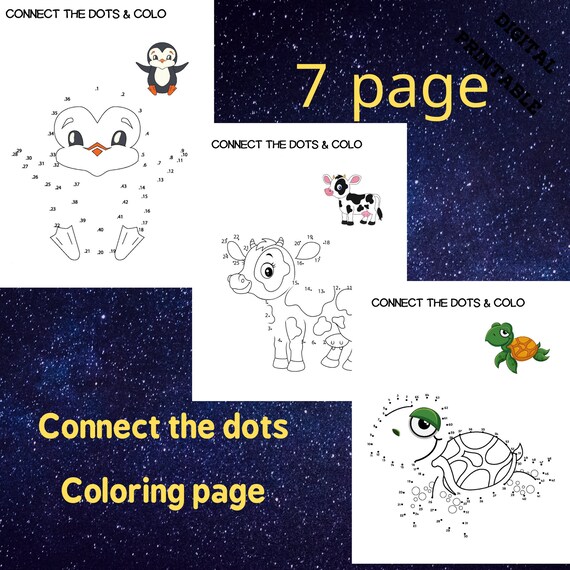 Dot to Dot Book for Kids PDF 7 Printable Activity Pages With | Etsy