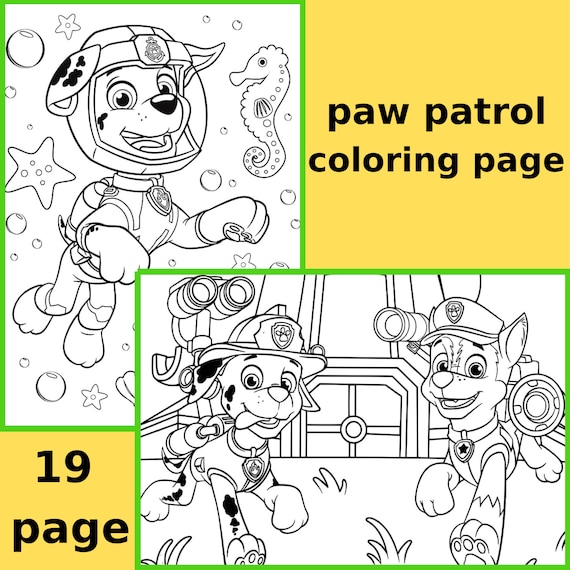 19 Assorted Paw Patrol Printable Birthday Coloring page Puppy