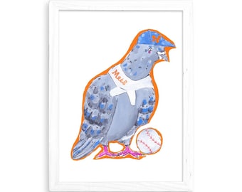 Mets Pigeon - Watercolor Home Decor / Kitchen