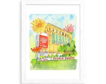 Macy's Herald Square - Watercolor Print for Home Decor / Kitchen