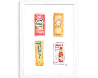 Sauce Packets - Watercolor Home Decor / Kitchen
