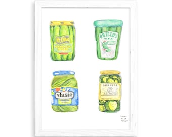 Pickle Jars - Watercolor Print for Home Decor / Kitchen