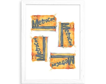 MetroCard Collage - Watercolor Home Decor / Kitchen