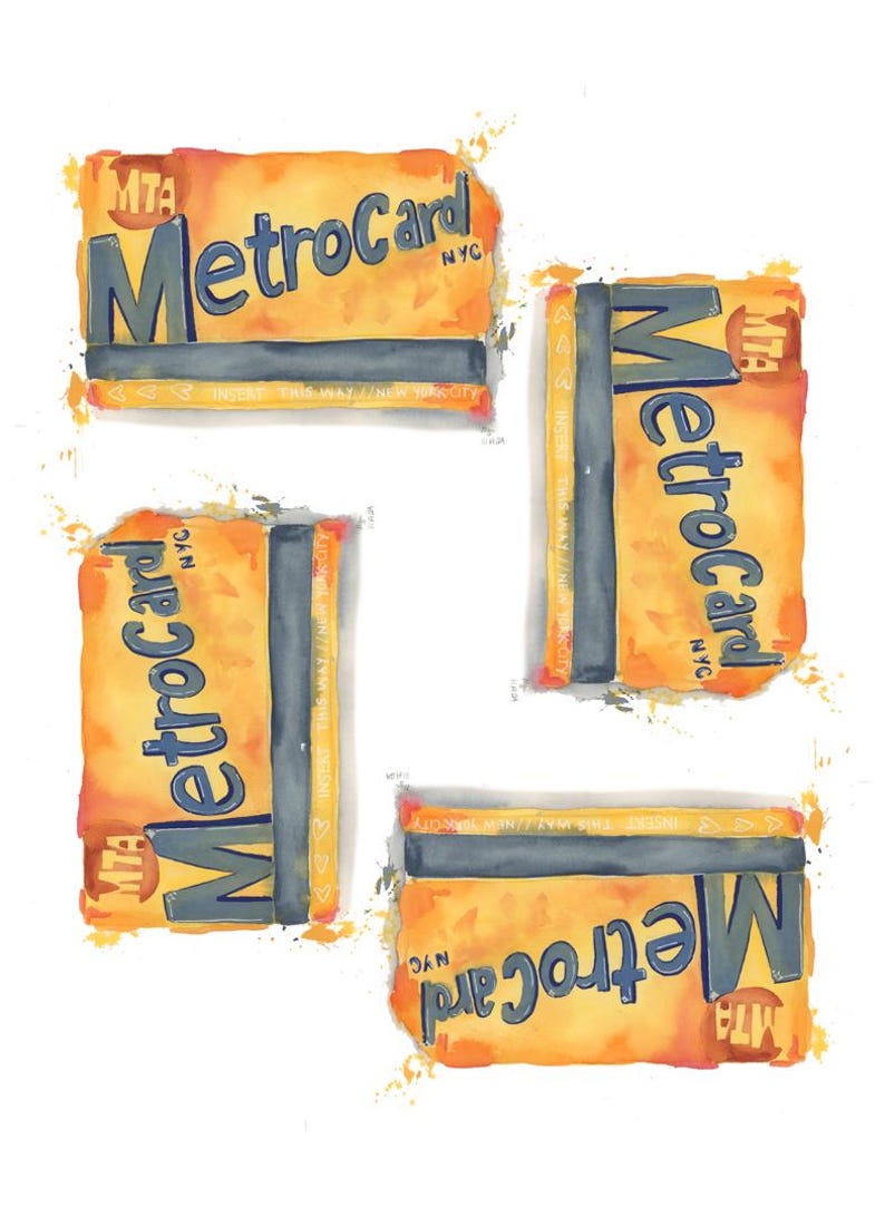 Metrocard Collage - Watercolor Home Decor / Kitchen - Etsy