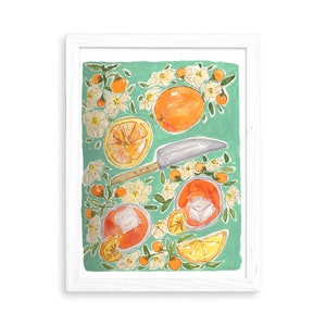 Orange Picnic - Watercolor Print for Home Decor / Kitchen