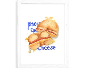 Bacon Egg & Cheese - Watercolor Print for Home Decor