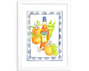 Orange Apéritif Kitchen - Watercolor Print for Home Decor / Kitchen