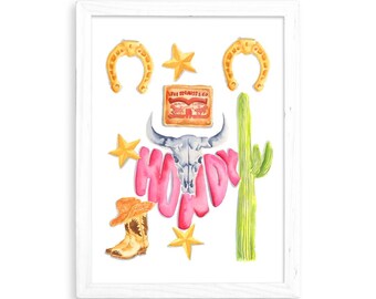 Howdy Girl - Watercolor Home Decor / Kitchen