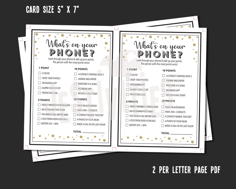 Whats on Your Phone Party Game. Party Game. Instant Download Etsy