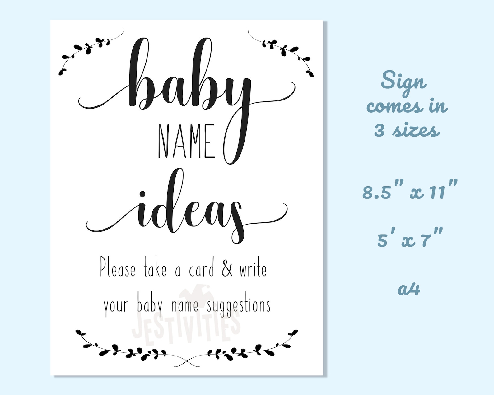 Baby Name Ideas Baby Shower Game Baby Name Suggestions Etsy