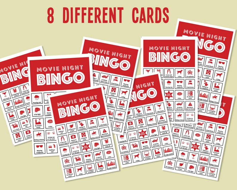 Movie Bingo Game. TV Bingo. Film night bingo. Television Etsy