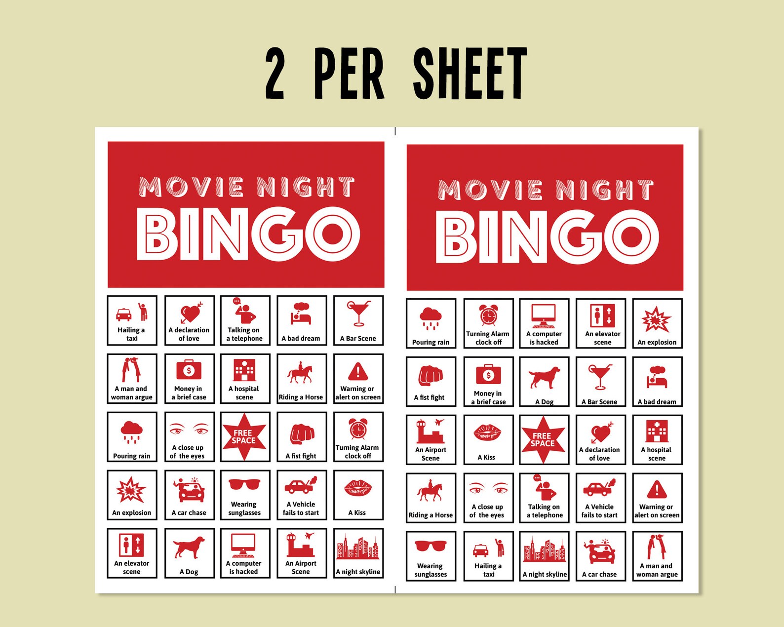 Movie Bingo Game. TV Bingo. Film night bingo. Television Etsy