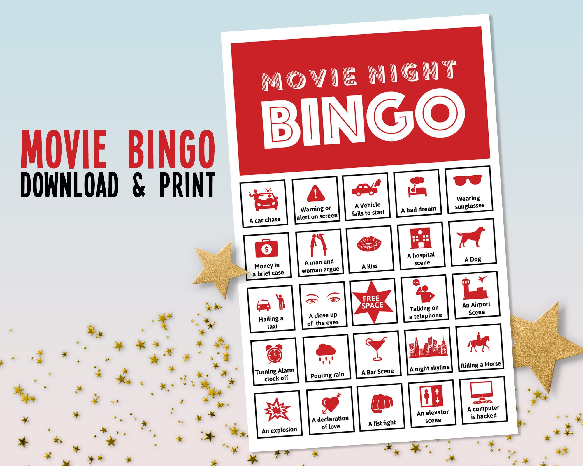 Movie Bingo Game. TV Bingo. Film night bingo. Television Etsy