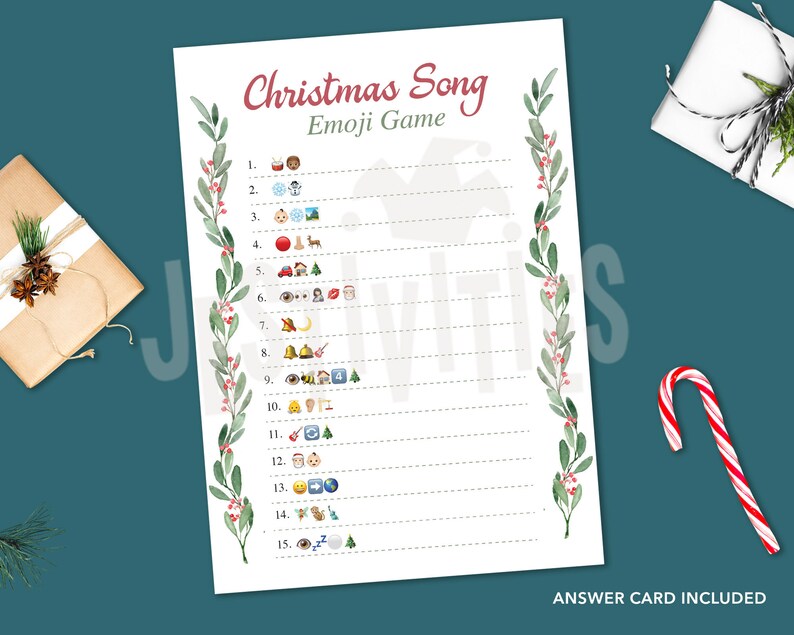 Christmas Song Emoji Pictionary Game Download. Guess the Xmas | Etsy
