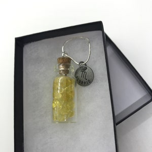 Citrine and Scorpio Charm Necklace Pendant, November Gemstone, Oct. 22 to Nov. 21, Personalize, 925 Silver Plated Copper Chain + Jewelry Box