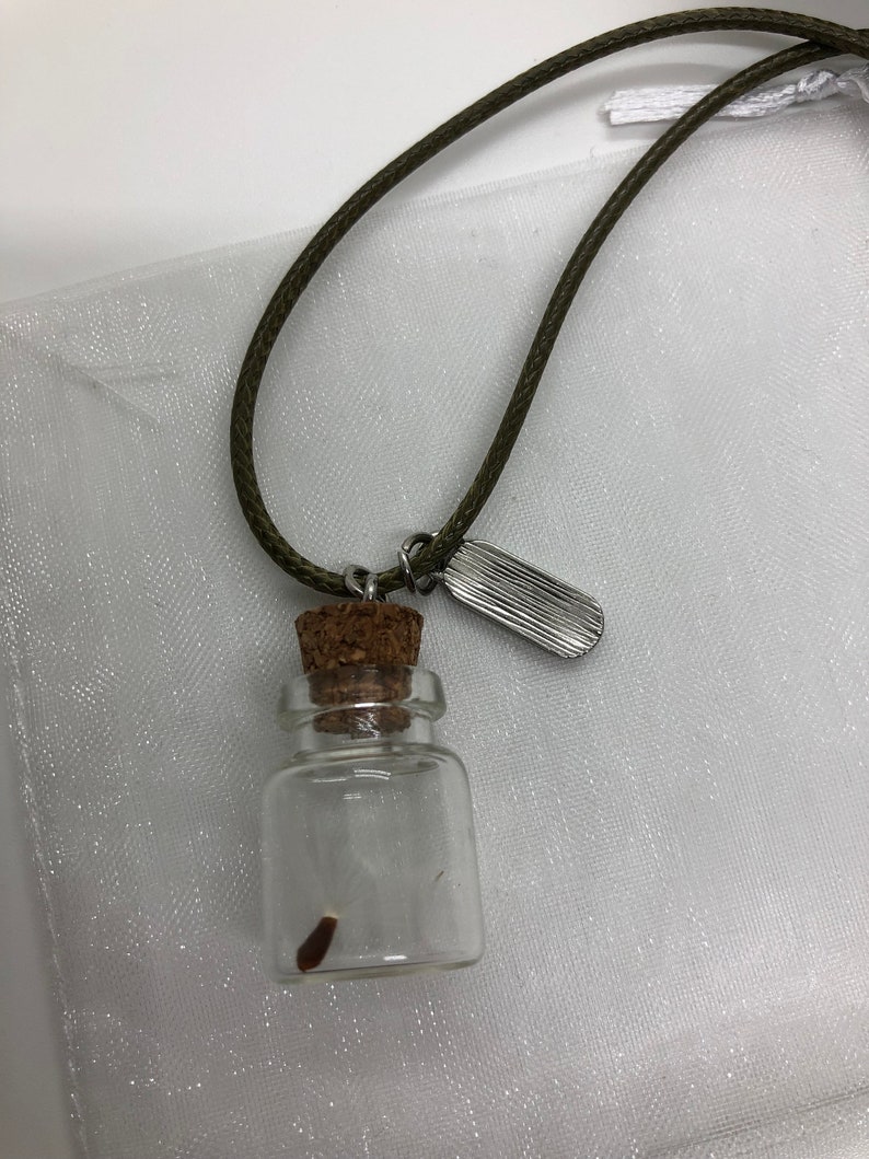 Make a Wish Small Short Glass Pendant Just Because Nature Green Waxed Cotton Cord For Her