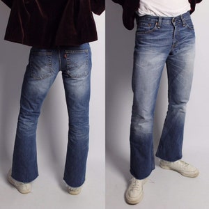 Tie Dye Jeans Reworked Denim Pants Hippie 70s Style Bell Bottom Leg Large 