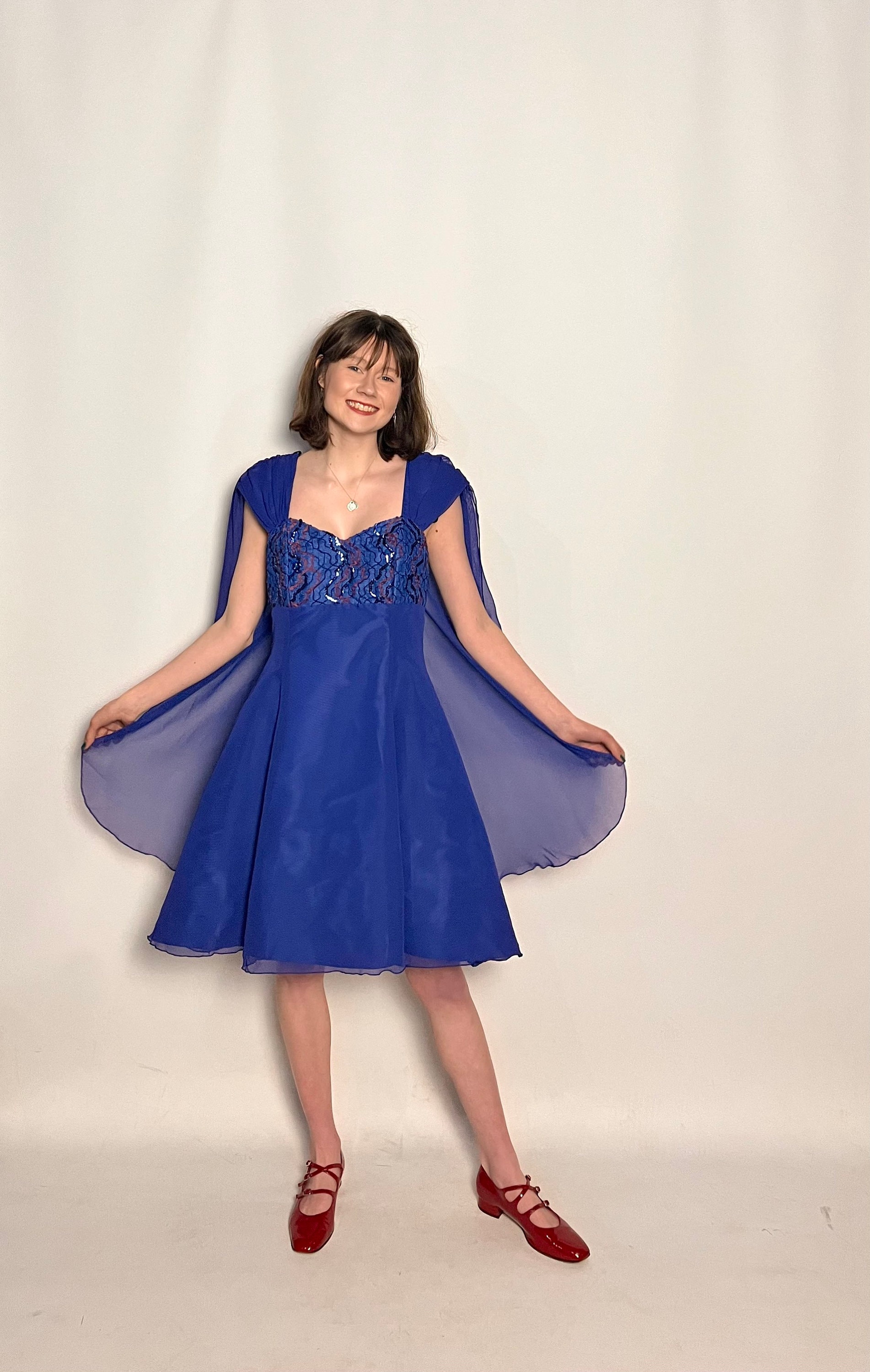 Vintage C A Robe de soiree a cape bleue Etsy France