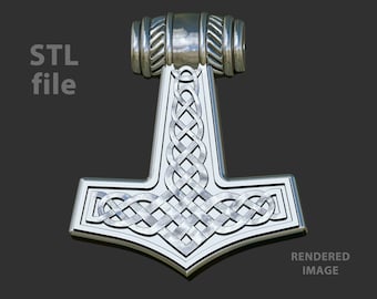 Thors Hammer Pendant | Small Mjolnir stylised Necklace | Viking Necklace | downloadable STL file for 3D printing