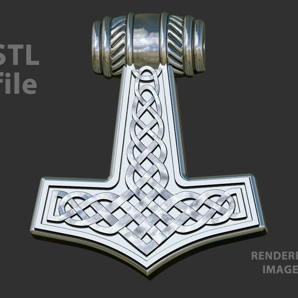 Thors Hammer Pendant | Small Mjolnir stylised Necklace | Viking Necklace | downloadable STL file for 3D printing
