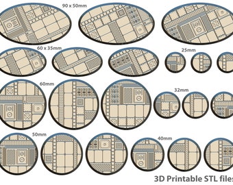 Miniature Bases - Industrial / Sci-Fi  3D Printable STL Files suitable for Warhammer, Wargaming, Warmachine, Starfinder, etc for 3D printing