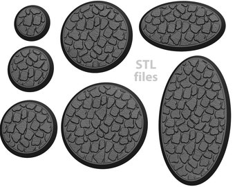 Miniature Bases - Flagstone / Cobbled / Paved  3D Printable STL Files suitable for Warhammer, Wargaming, etc, for 3D printing