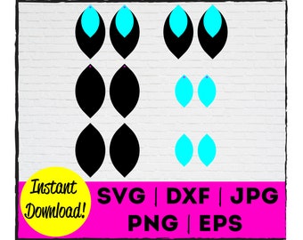 Layered Leaf Earring Cut File | Instant Download | Commercial Use | Template | Cricut | Silhouette | Laser | Cut | Earring | Jewelry