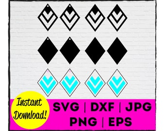 Diamond Earring Cut File | Instant Download | Commercial Use | Template | Cricut | Silhouette | Laser | Cut | Earring | Jewelry