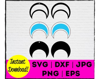 Crescent Moon Earring Cut File | Pendant | Instant Download | Commercial Use | Template | Cricut | Silhouette | Laser | Cut | Earring
