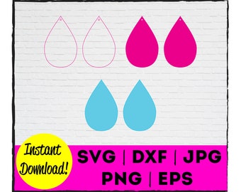 Teardrop Earring Cut File | Instant Download | Commercial Use | Template | Cricut | Silhouette | Laser | Cut | Earring | Jewelry